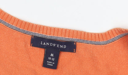 Lands' End Women's Orange Pullover Jumper M 3/4 Sleeve