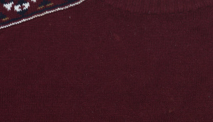 Brave Soul Men's Red XL Fair Isle Pullover Jumper