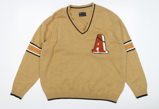 ASOS DESIGN Women's Beige V-Neck Pullover Jumper XS