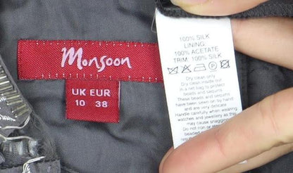 Monsoon Women Grey Asymmetric Midi Dress