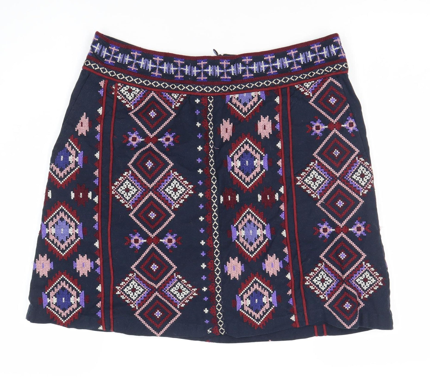 Monsoon Women's Blue Embroidered Skirt Size 12