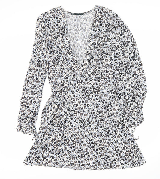 Zara Women's Multicoloured Animal Print A-Line Dress