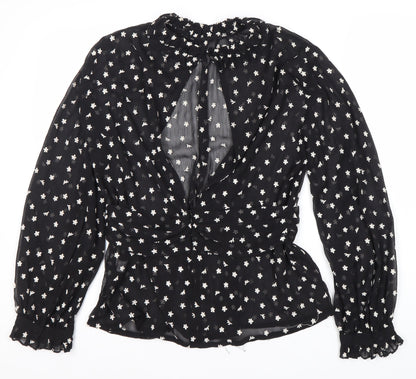 Womens UK Size 12 Zara Black Tunic Blouse