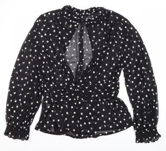 Womens UK Size 12 Zara Black Tunic Blouse