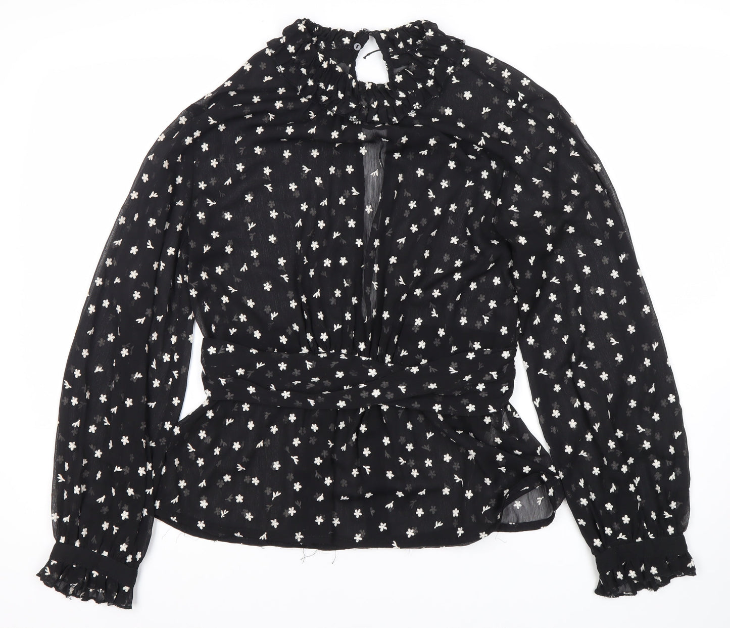 Womens UK Size 12 Zara Black Tunic Blouse