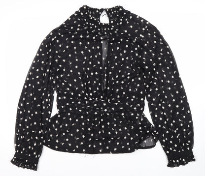 Womens UK Size 12 Zara Black Tunic Blouse