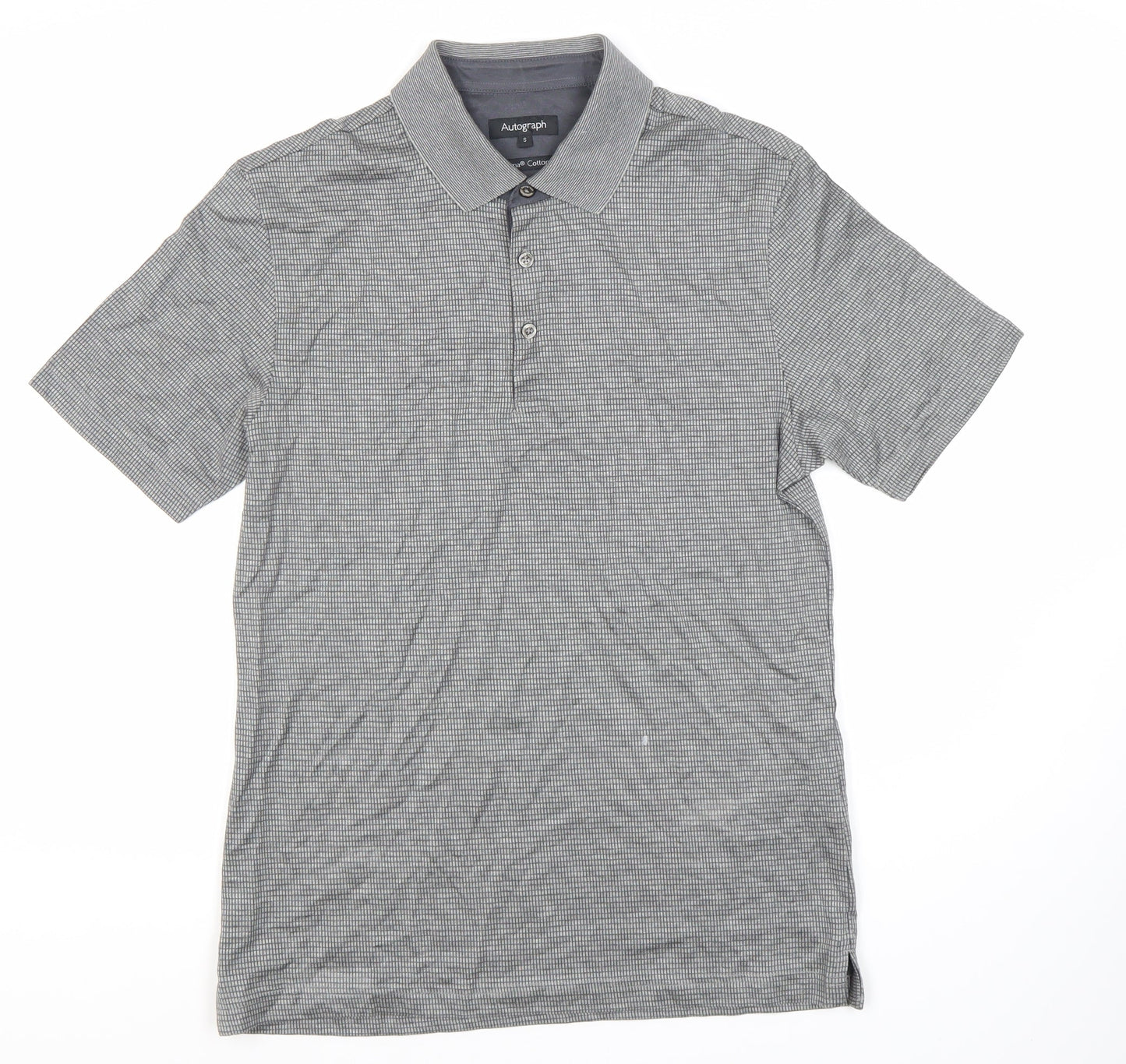 Marks and Spencer Men’s Grey Check Polo Shirt S