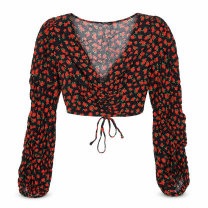 Womens UK Size M Bershka Multicoloured Cropped Blouse