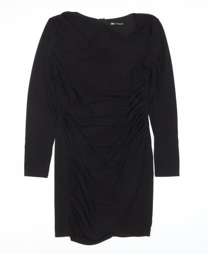 Zara Women's Black Sheath Dress XL Ruched