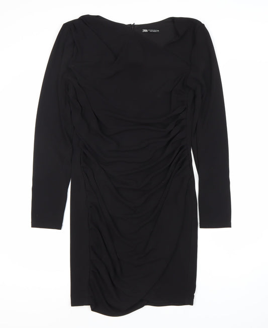 Zara Women's Black Sheath Dress XL Ruched