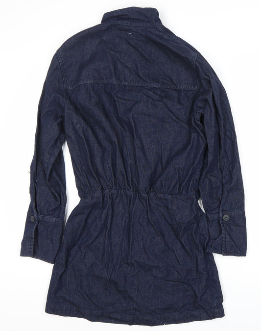 Zara Women's Blue Shirt Dress XS Cotton Casual