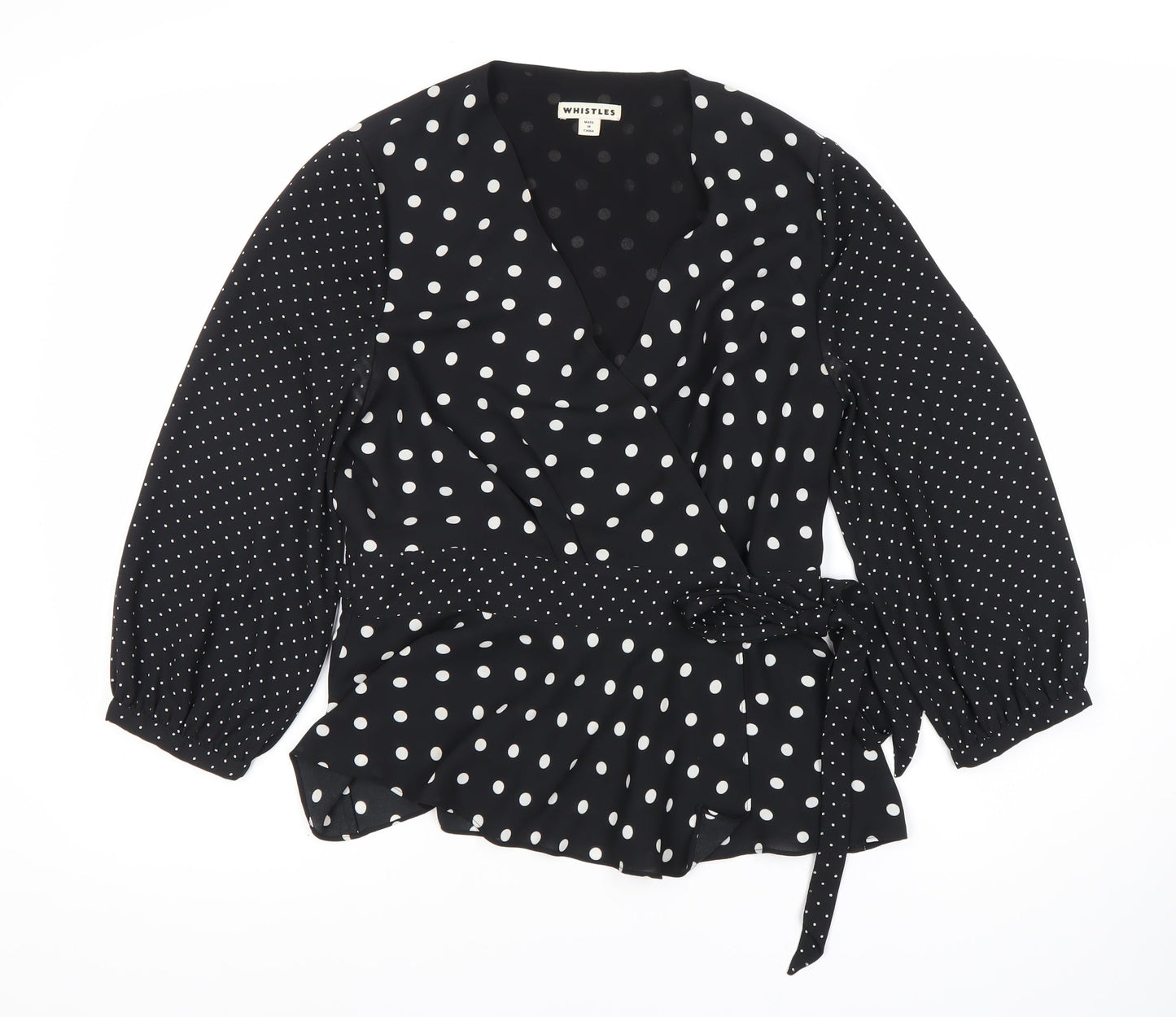 Womens UK Size 10 Whistles Black Wrap Blouse