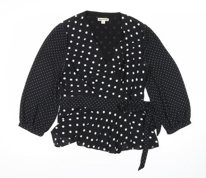 Womens UK Size 10 Whistles Black Wrap Blouse