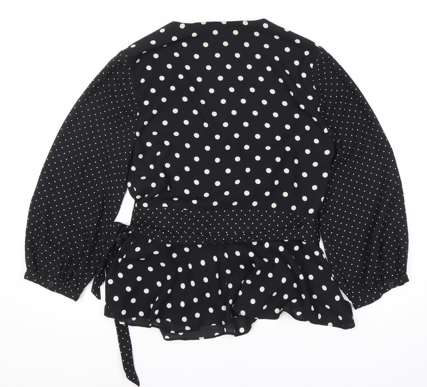 Womens UK Size 10 Whistles Black Wrap Blouse
