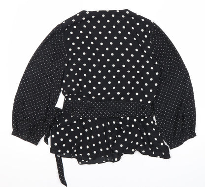 Womens UK Size 10 Whistles Black Wrap Blouse
