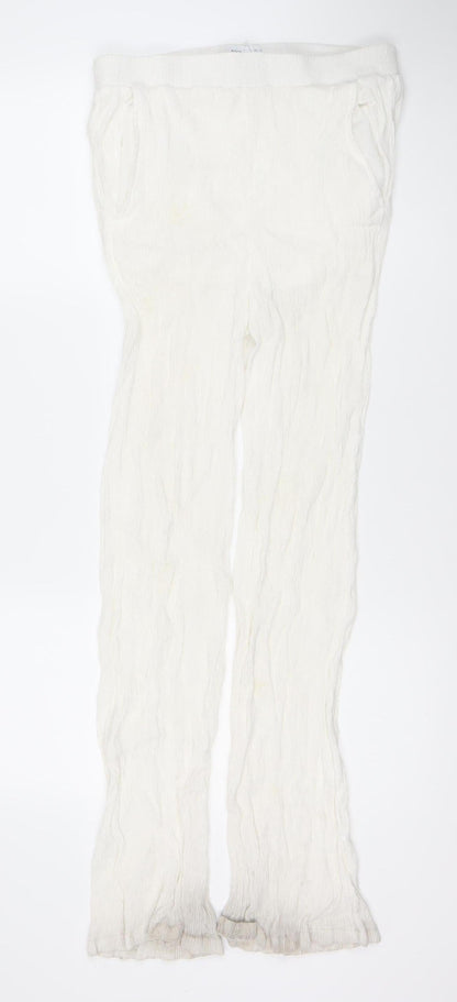 Bershka Women's White Trousers Size L