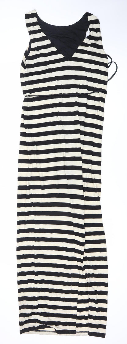 Whistles Women's Ivory Black Striped Dress Size 8