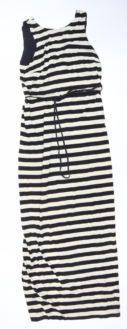 Whistles Women's Ivory Black Striped Dress Size 8