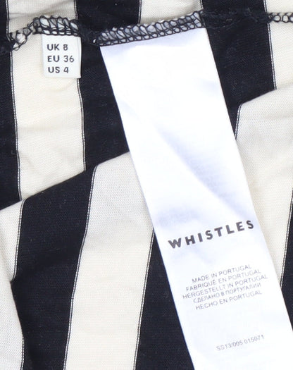 Whistles Women's Ivory Black Striped Dress Size 8