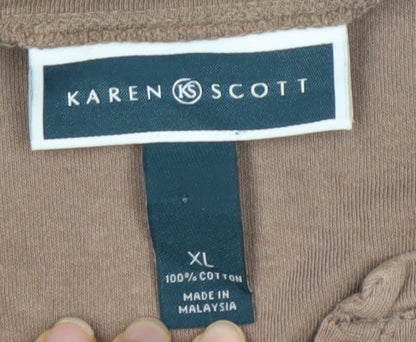 Womens UK Size XL Karen Scott Brown  T-Shirt