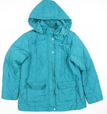 Damart Women’s Blue Quilted Hooded Jacket Size 14