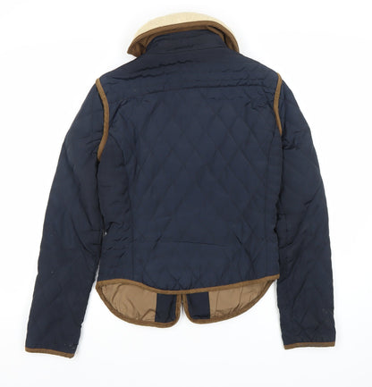Womens UK Size S Zara Basic Blue Bomber Jacket