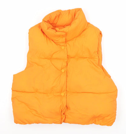 Zara Girls Orange Puffer Jacket 11-12 Years Sleeveless