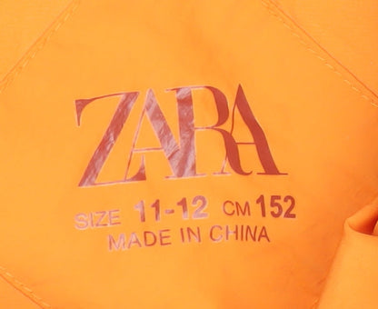 Zara Girls Orange Puffer Jacket 11-12 Years Sleeveless