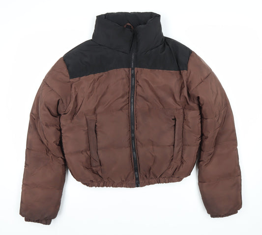 Boohoo Women's Brown Puffer Jacket 8