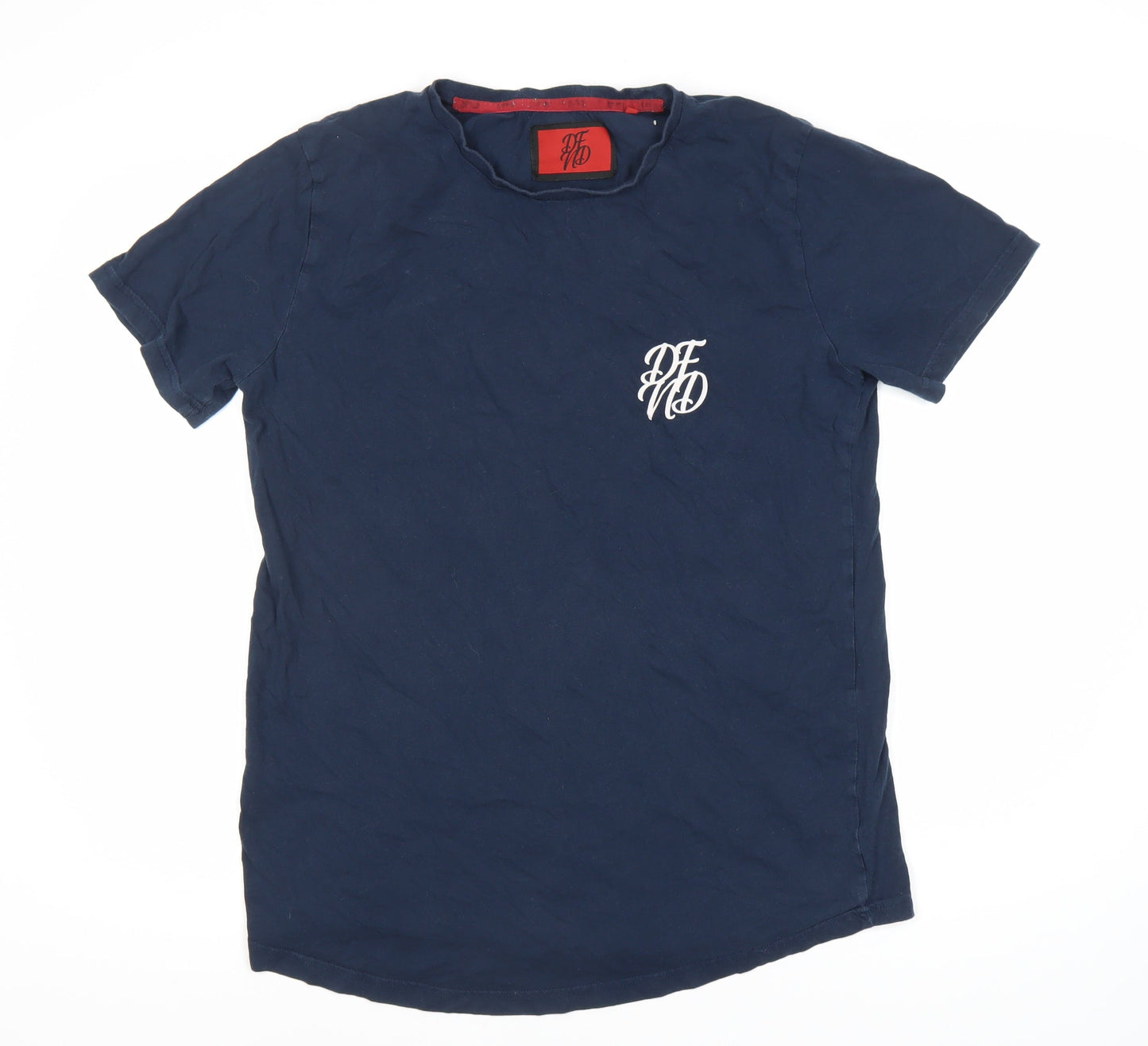 Men's Blue Cotton Logo T-Shirt, XL, Crew Neck