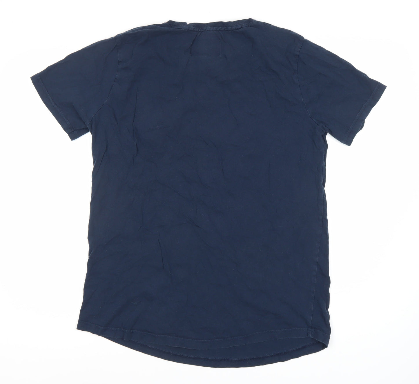 Men's Blue Cotton Logo T-Shirt, XL, Crew Neck