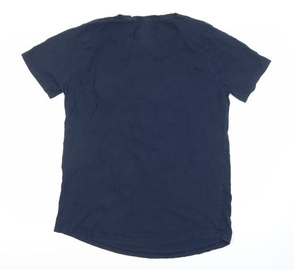 Men's Blue Cotton Logo T-Shirt, XL, Crew Neck