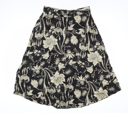 Marks and Spencer Black Floral Skirt Size 12