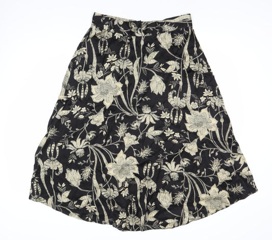 Marks and Spencer Black Floral Skirt Size 12