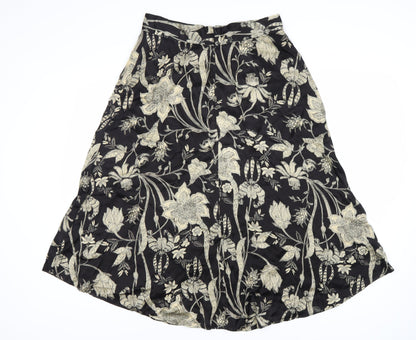 Marks and Spencer Black Floral Skirt Size 12