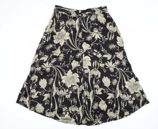 Marks and Spencer Black Floral Skirt Size 12