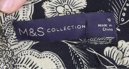 Marks and Spencer Black Floral Skirt Size 12