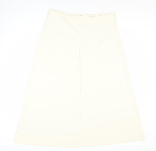 Marks and Spencer Women's Ivory A-Line Midi Skirt Size 14