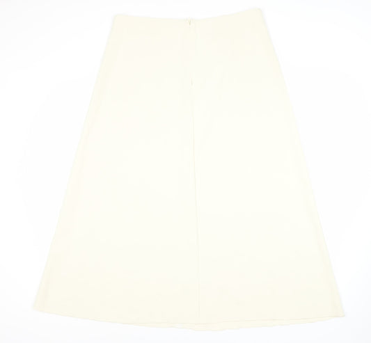 Marks and Spencer Women's Ivory A-Line Midi Skirt Size 14