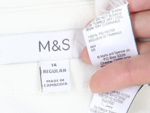 Marks and Spencer Women's Ivory A-Line Midi Skirt Size 14