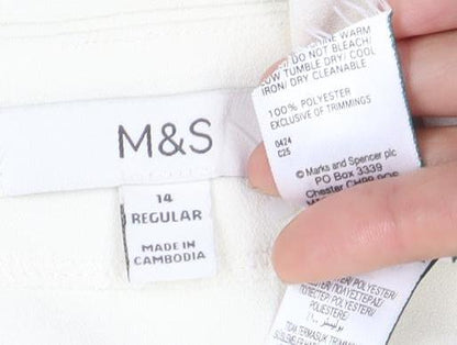 Marks and Spencer Women's Ivory A-Line Midi Skirt Size 14