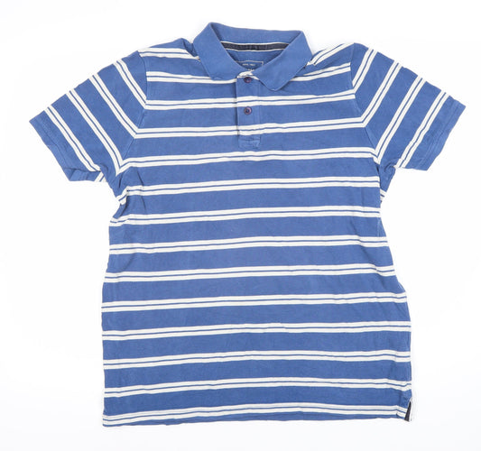 John Lewis Men's Blue Striped Polo Shirt - L