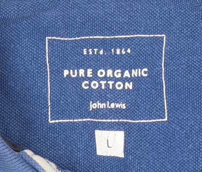 John Lewis Men's Blue Striped Polo Shirt - L