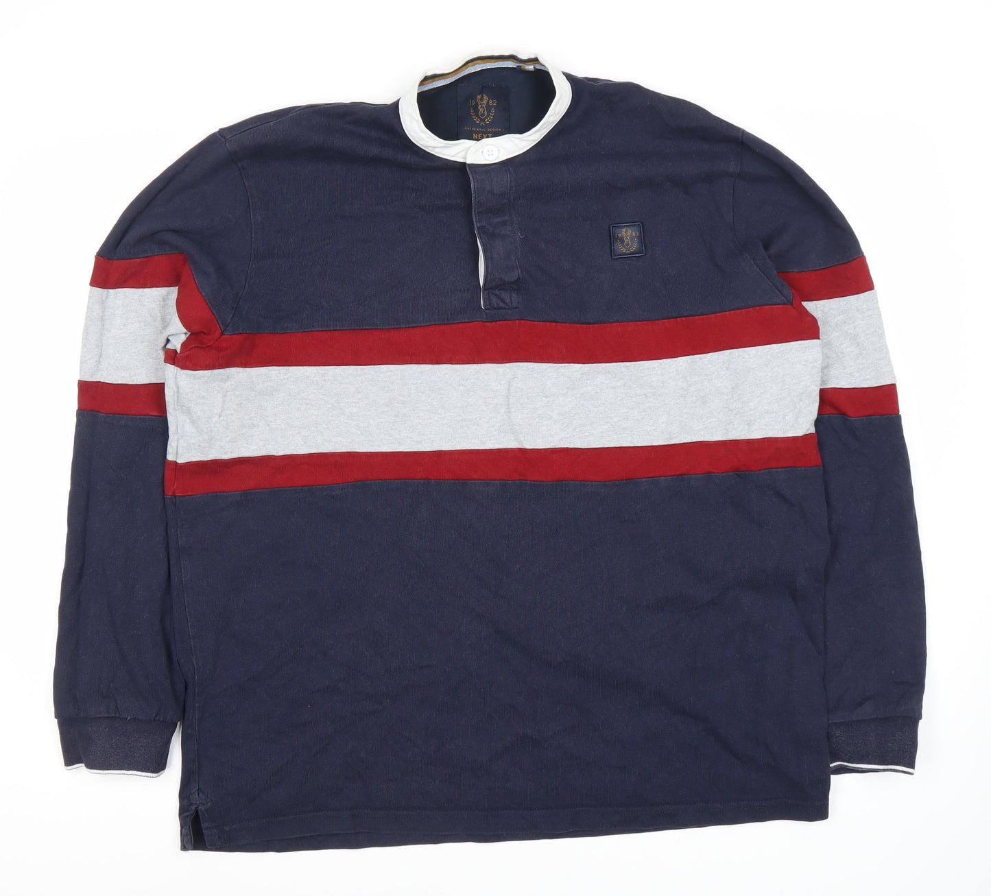 Next Men's Blue XL Polo with Logo Accents