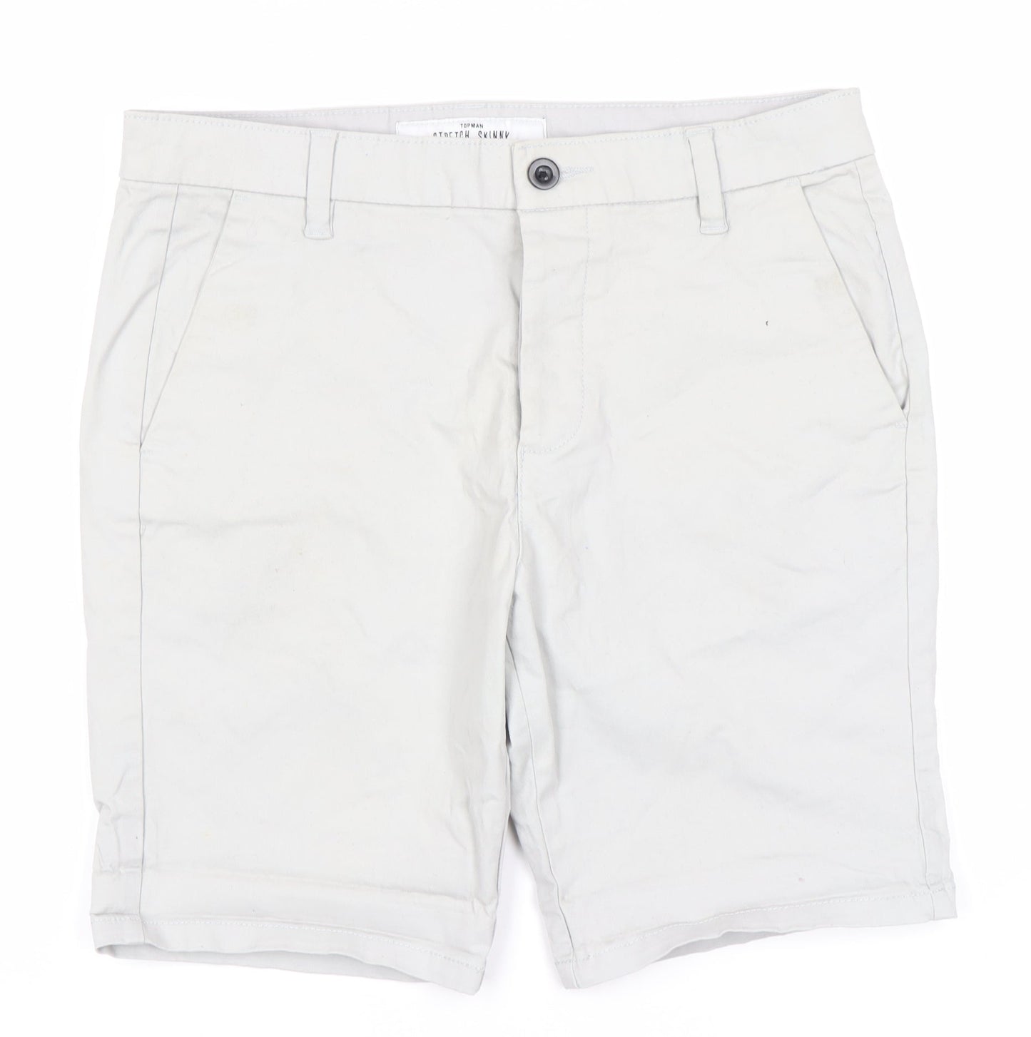Topman Grey Chino Shorts W32 Slim Fit Button Closure