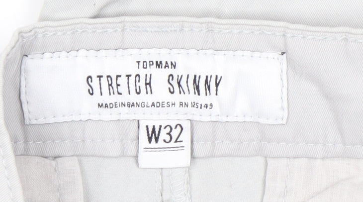 Topman Grey Chino Shorts W32 Slim Fit Button Closure