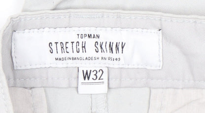 Topman Grey Chino Shorts W32 Slim Fit Button Closure