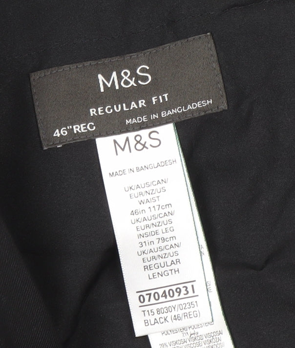 Marks and Spencer Men's Black Dress Pants 46 Regular