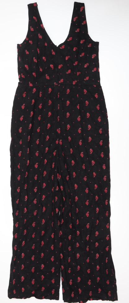 Next Women's Black Floral Jumpsuit, Size 12, Sleeveless