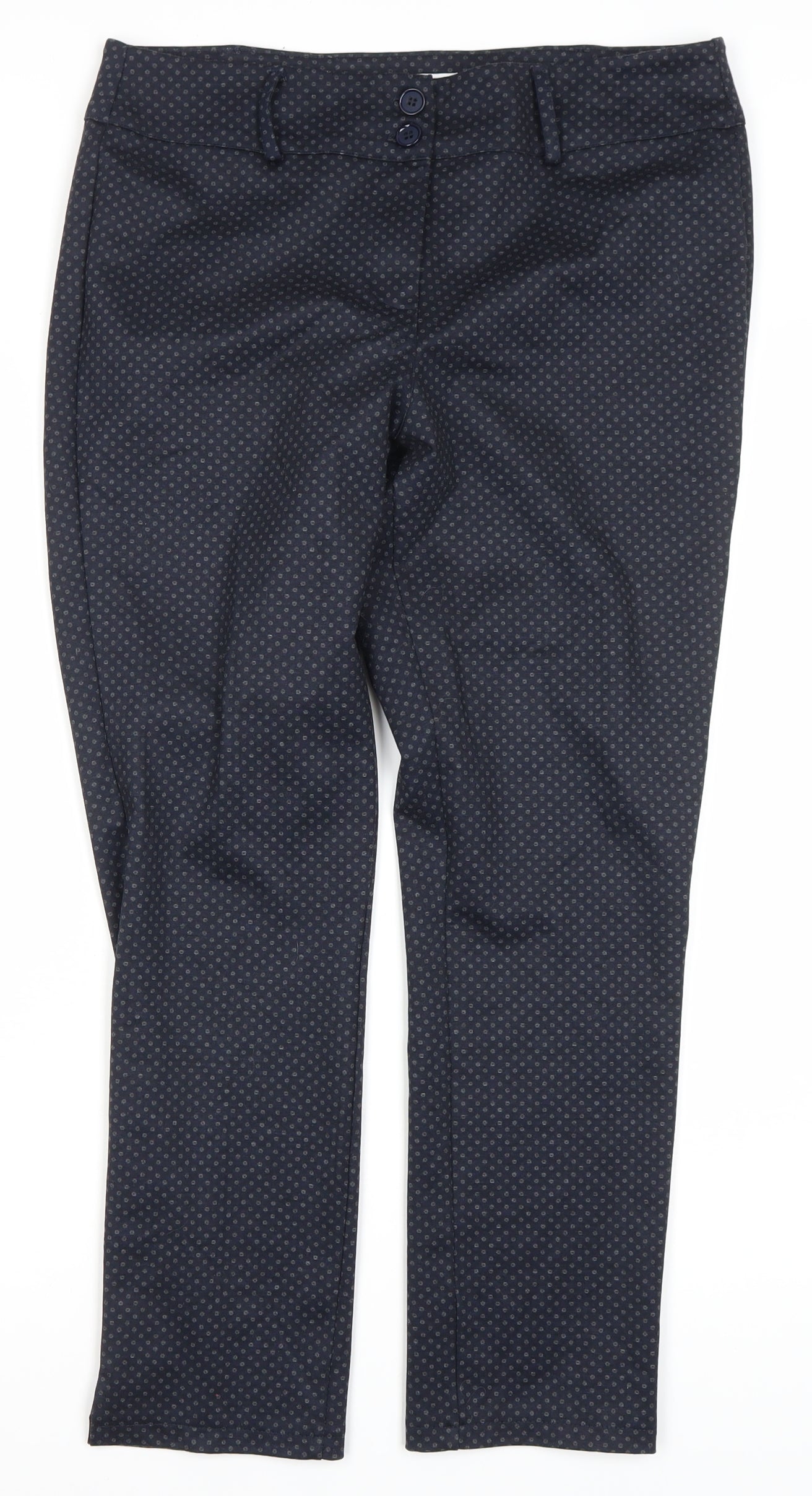 Adini Women's Blue Polka Dot Trousers, Size L